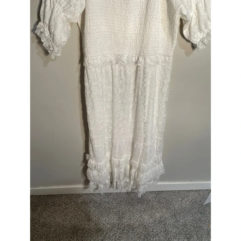 Ivy City Co Francie White Lace Midi Dress Romantic Cottagecore Bridal Boho XL - Picture 9 of 11